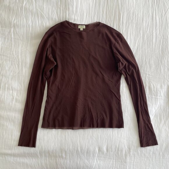 petit pois Brown Sheer Long Sleeve (sz XL) - Picture 2 of 8